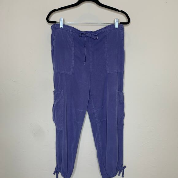 Tianello Small Blue Cropped Cargo Pants Tie Ankle Summer Beach - Picture 2 of 6